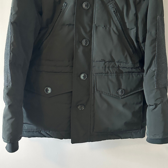 Men's Express Black Charcoal Grey Down Puffer Jacket with Hood Size L - Picture 3 of 16